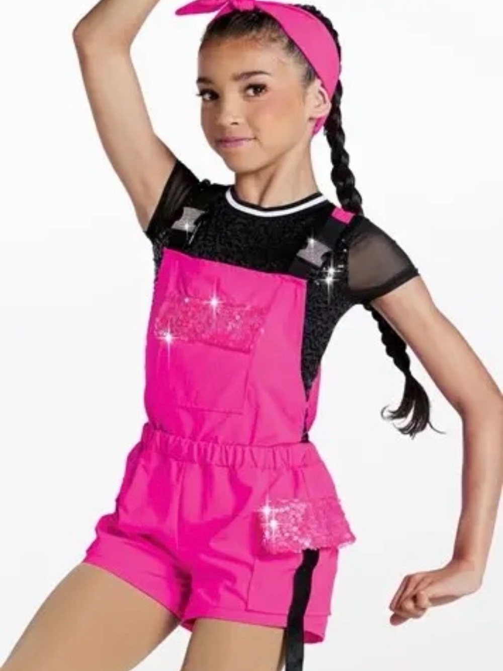 Weissman Hot Pink and Black Sequined Dance Costume